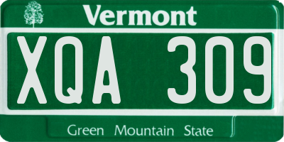 VT license plate XQA309