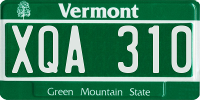 VT license plate XQA310