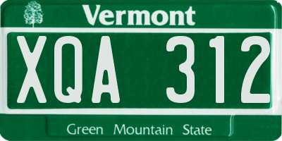 VT license plate XQA312