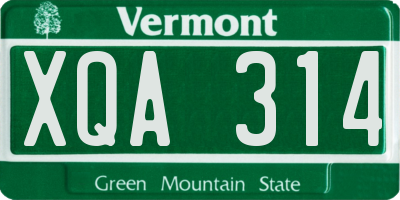 VT license plate XQA314