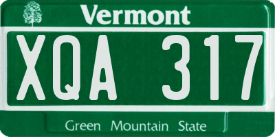 VT license plate XQA317