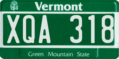 VT license plate XQA318