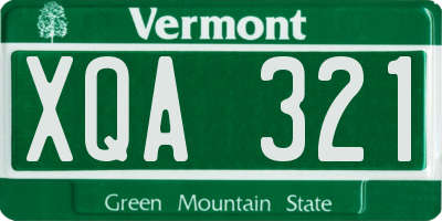 VT license plate XQA321