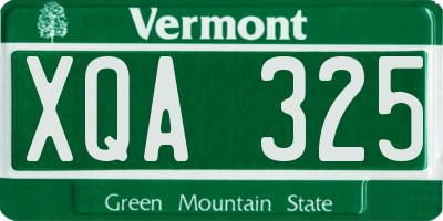 VT license plate XQA325