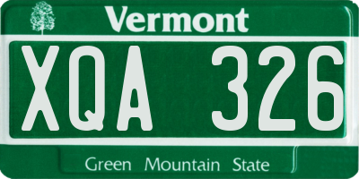 VT license plate XQA326