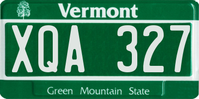 VT license plate XQA327
