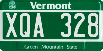 VT license plate XQA328