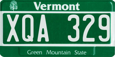 VT license plate XQA329