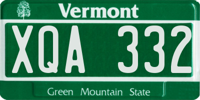 VT license plate XQA332