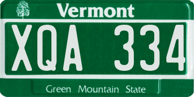 VT license plate XQA334