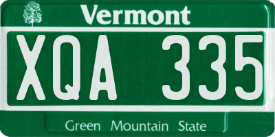 VT license plate XQA335