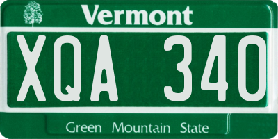 VT license plate XQA340