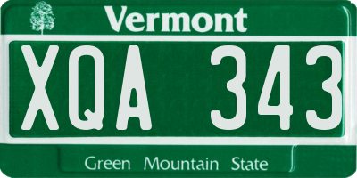 VT license plate XQA343