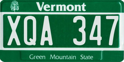 VT license plate XQA347