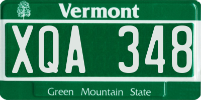 VT license plate XQA348