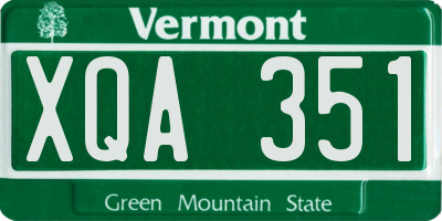 VT license plate XQA351