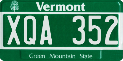 VT license plate XQA352