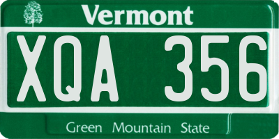 VT license plate XQA356
