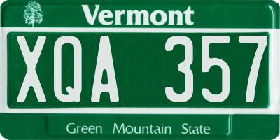 VT license plate XQA357