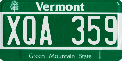 VT license plate XQA359