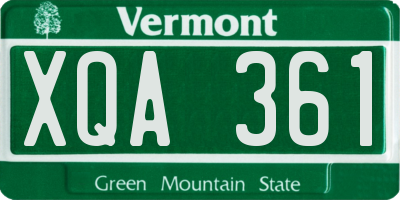 VT license plate XQA361