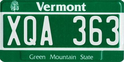 VT license plate XQA363