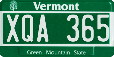 VT license plate XQA365