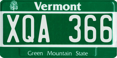 VT license plate XQA366