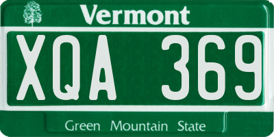 VT license plate XQA369