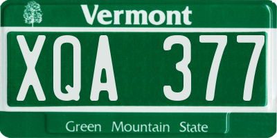 VT license plate XQA377