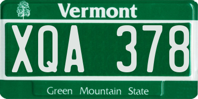 VT license plate XQA378