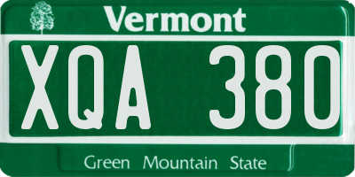 VT license plate XQA380