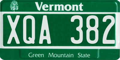 VT license plate XQA382