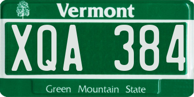 VT license plate XQA384