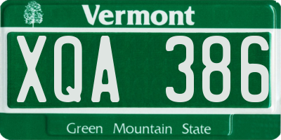 VT license plate XQA386