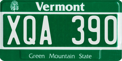 VT license plate XQA390