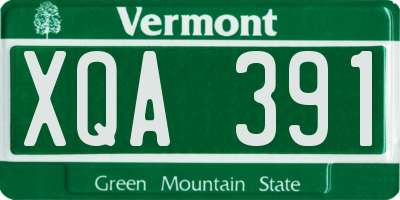 VT license plate XQA391