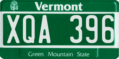VT license plate XQA396
