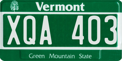 VT license plate XQA403