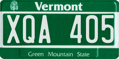VT license plate XQA405
