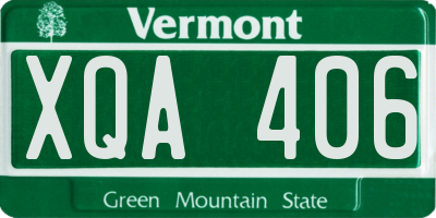 VT license plate XQA406