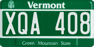 VT license plate XQA408