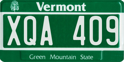 VT license plate XQA409