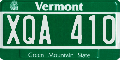 VT license plate XQA410