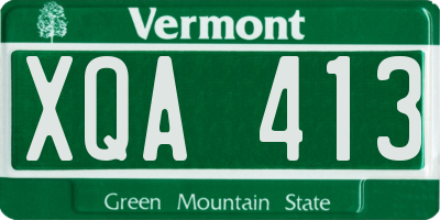 VT license plate XQA413