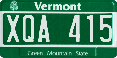VT license plate XQA415