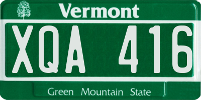 VT license plate XQA416