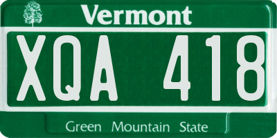 VT license plate XQA418