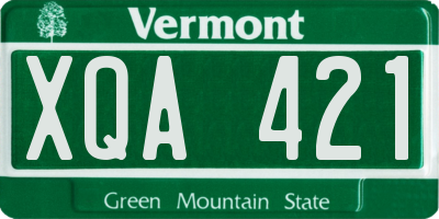 VT license plate XQA421