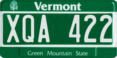VT license plate XQA422